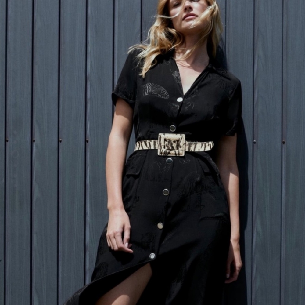 Zara black tiger print dress